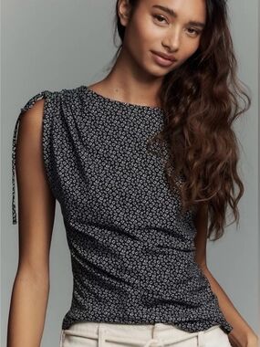 Women’s Nation LTD Printed Tie-Shoulder Shirt Top Size Small